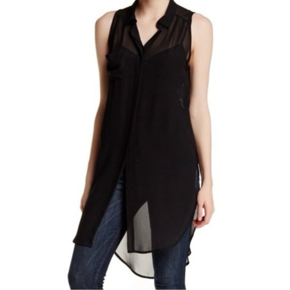 Lush Black Sleeveless Sheer Tunic